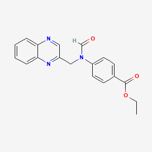 molecular formula C19H17N3O3 B14543519 Ethyl 4-{formyl[(quinoxalin-2-yl)methyl]amino}benzoate CAS No. 62294-93-3