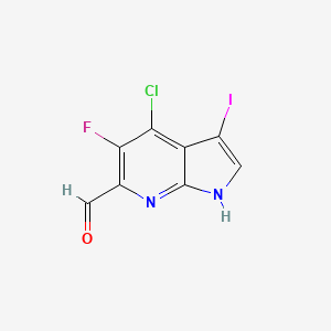 molecular formula C8H3ClFIN2O B1454381 4-Chloro-5-fluoro-3-iodo-1H-pyrrolo[2,3-b]pyridine-6-carbaldehyde CAS No. 1305324-96-2