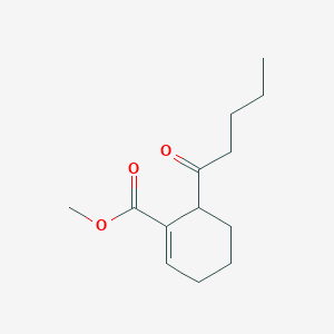 molecular formula C13H20O3 B14544119 Methyl 6-pentanoylcyclohex-1-ene-1-carboxylate CAS No. 62006-38-6