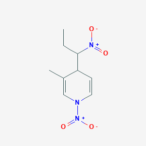 molecular formula C9H13N3O4 B14544301 Pyridine, 1,4-dihydro-3-methyl-1-nitro-4-(1-nitropropyl)- CAS No. 62322-16-1