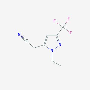 B1454452 2-[1-Ethyl-3-(trifluoromethyl)pyrazol-5-yl]ethanenitrile CAS No. 1260659-32-2