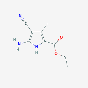 molecular formula C9H11N3O2 B14544520 Ethyl 5-amino-4-cyano-3-methyl-1H-pyrrole-2-carboxylate CAS No. 62136-37-2