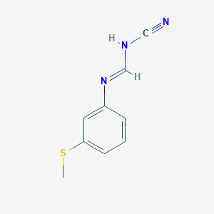 molecular formula C9H9N3S B14544589 N-Cyano-N'-[3-(methylsulfanyl)phenyl]methanimidamide CAS No. 62011-94-3