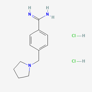molecular formula C12H19Cl2N3 B1454459 4-(Pyrrolidin-1-ylmethyl)benzene-1-carboximidamide dihydrochloride CAS No. 1258650-88-2