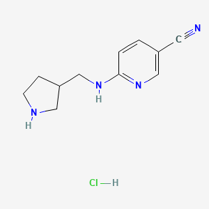 molecular formula C11H15ClN4 B1454460 6-[(吡咯烷-3-基甲基)氨基]吡啶-3-甲腈盐酸盐 CAS No. 1258650-16-6