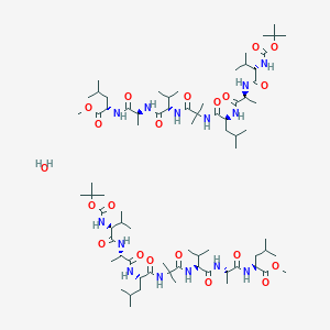 molecular formula C76H140N14O21 B145447 Boc-val-ala-leu-aib-val-ala-leu-ome CAS No. 127337-62-6
