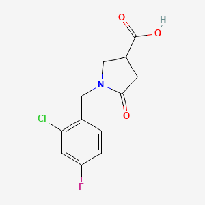 molecular formula C12H11ClFNO3 B1454470 1-(2-Chloro-4-fluorobenzyl)-5-oxopyrrolidine-3-carboxylic acid CAS No. 1291839-95-6