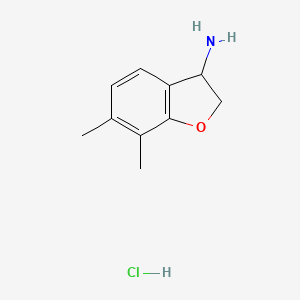 molecular formula C10H14ClNO B1454476 6,7-Dimethyl-2,3-dihydro-1-benzofuran-3-amine hydrochloride CAS No. 1258649-70-5