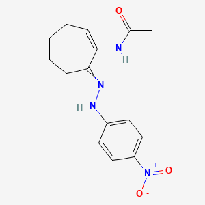molecular formula C15H18N4O3 B14544776 N-{7-[2-(4-Nitrophenyl)hydrazinylidene]cyclohept-1-en-1-yl}acetamide CAS No. 62372-83-2