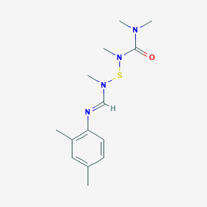 molecular formula C14H22N4OS B14545225 N-{[(Dimethylcarbamoyl)(methyl)amino]sulfanyl}-N'-(2,4-dimethylphenyl)-N-methylmethanimidamide CAS No. 62256-83-1