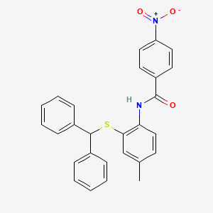 molecular formula C27H22N2O3S B14545238 N-{2-[(Diphenylmethyl)sulfanyl]-4-methylphenyl}-4-nitrobenzamide CAS No. 61883-49-6
