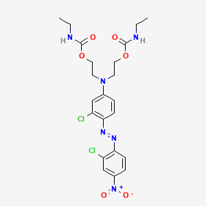 molecular formula C22H26Cl2N6O6 B14545482 Carbamic acid, ethyl-, [[3-chloro-4-[(2-chloro-4-nitrophenyl)azo]phenyl]imino]di-2,1-ethanediyl ester CAS No. 62143-18-4