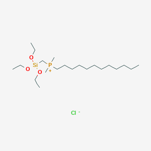 molecular formula C21H48ClO3PSi B14545709 Dodecyl(dimethyl)[(triethoxysilyl)methyl]phosphanium chloride CAS No. 62117-36-6