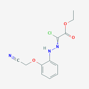 molecular formula C12H12ClN3O3 B14545737 Ethyl chloro{2-[2-(cyanomethoxy)phenyl]hydrazinylidene}acetate CAS No. 62225-59-6