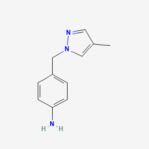 molecular formula C11H13N3 B1454586 4-[(4-methyl-1H-pyrazol-1-yl)methyl]aniline CAS No. 1183309-99-0
