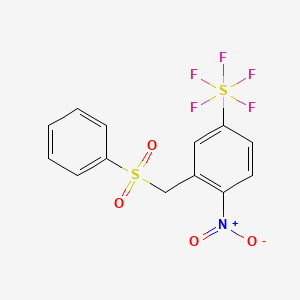 molecular formula C13H10F5NO4S2 B1454591 1-Nitro-2-benzenesulfoxylmethyl-4-(pentafluorosulfanyl)benzene CAS No. 1309569-14-9