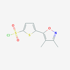 molecular formula C9H8ClNO3S2 B1454605 5-(3,4-Dimethyl-1,2-oxazol-5-yl)thiophene-2-sulfonyl chloride CAS No. 1279219-52-1