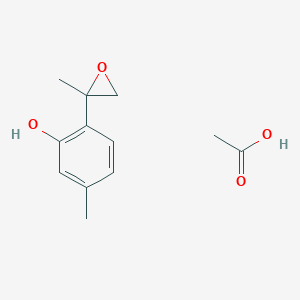 molecular formula C12H16O4 B14546130 Acetic acid--5-methyl-2-(2-methyloxiran-2-yl)phenol (1/1) CAS No. 61955-74-6