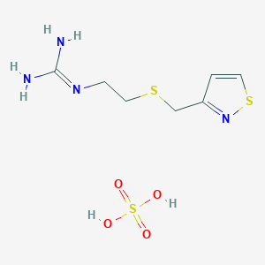 molecular formula C7H14N4O4S3 B14546136 Sulfuric acid;2-[2-(1,2-thiazol-3-ylmethylsulfanyl)ethyl]guanidine CAS No. 62174-95-2