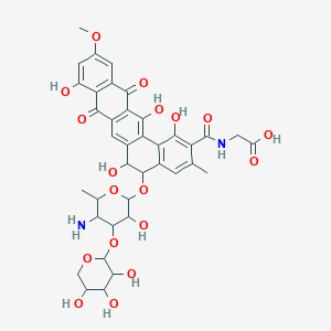 molecular formula C38H40N2O18 B145462 2-[[5-[5-Amino-3-hydroxy-6-methyl-4-(3,4,5-trihydroxyoxan-2-yl)oxyoxan-2-yl]oxy-1,6,9,14-tetrahydroxy-11-methoxy-3-methyl-8,13-dioxo-5,6-dihydrobenzo[a]tetracene-2-carbonyl]amino]acetic acid CAS No. 127985-27-7