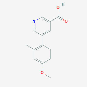 molecular formula C14H13NO3 B1454622 5-(4-METHOXY-2-METHYLPHENYL)NICOTINIC ACID CAS No. 1261932-60-8