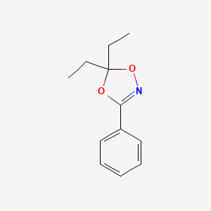 molecular formula C12H15NO2 B14546251 5,5-Diethyl-3-phenyl-5H-1,4,2-dioxazole CAS No. 62284-01-9