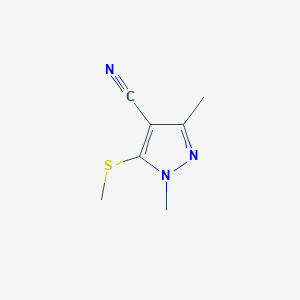 molecular formula C7H9N3S B1454628 1,3-二甲基-5-(甲硫基)-1H-吡唑-4-腈 CAS No. 1340235-17-7