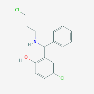 molecular formula C16H17Cl2NO B14546549 Phenol, 4-chloro-2-[[(3-chloropropyl)amino]phenylmethyl]- CAS No. 61785-42-0
