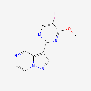 molecular formula C11H8FN5O B1454683 3-(5-Fluoro-4-methoxypyrimidin-2-yl)pyrazolo[1,5-a]pyrazine CAS No. 1330044-13-7