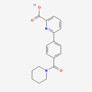 molecular formula C18H18N2O3 B1454700 6-[4-(Piperidinocarbonyl)phenyl]picolinic acid CAS No. 1261922-93-3