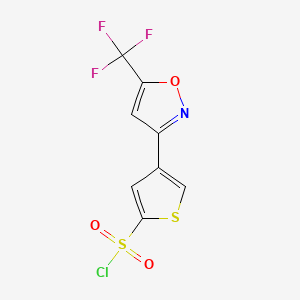 molecular formula C8H3ClF3NO3S2 B1454716 4-[5-(Trifluoromethyl)-3-isoxazolyl]-2-thiophenesulfonyl chloride CAS No. 1268334-85-5