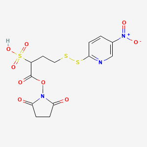 molecular formula C13H13N3O9S3 B1454720 1-(2,5-Dioxopyrrolidin-1-yloxy)-4-((5-nitropyridin-2-yl)disulfanyl)-1-oxobutane-2-sulfonic acid CAS No. 1193111-37-3