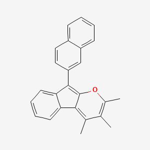molecular formula C25H20O B14547202 Indeno[2,1-b]pyran, 2,3,4-trimethyl-9-(2-naphthalenyl)- CAS No. 62225-18-7