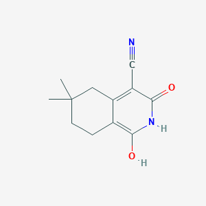 molecular formula C12H14N2O2 B1454740 1,3-Dihydroxy-6,6-dimethyl-5,6,7,8-tetrahydroisoquinoline-4-carbonitrile CAS No. 890023-13-9