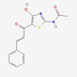 molecular formula C14H12N2O3S B14547421 N-[5-(1-Hydroxy-3-phenylprop-2-en-1-ylidene)-4-oxo-4,5-dihydro-1,3-thiazol-2-yl]acetamide CAS No. 62041-03-6