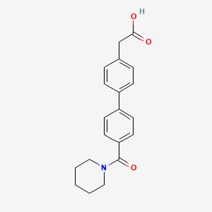 {4-[4-(Piperidinocarbonyl)phenyl]phenyl}acetic acid