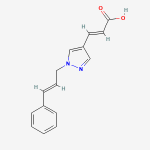 molecular formula C15H14N2O2 B1454779 (2E)-3-{1-[(2E)-3-phenylprop-2-en-1-yl]-1H-pyrazol-4-yl}prop-2-enoic acid CAS No. 1396722-70-5