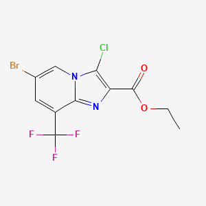 molecular formula C11H7BrClF3N2O2 B1454789 Ethyl 6-bromo-3-chloro-8-(trifluoromethyl)imidazo[1,2-A]pyridine-2-carboxylate CAS No. 1121056-78-7