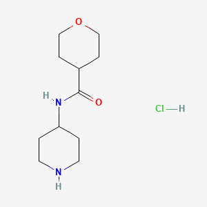 molecular formula C11H21ClN2O2 B1454836 N-(Piperidin-4-yl)tetrahydro-2H-pyran-4-carboxamide hydrochloride CAS No. 1220031-94-6
