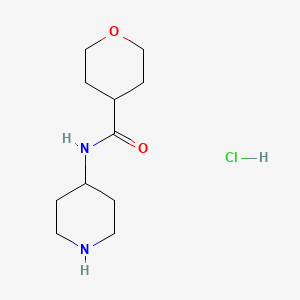 molecular formula C11H21ClN2O2 B1454836 N-(4-Piperidinyl)tetrahydro-2H-pyran-4-carboxamide hydrochloride CAS No. 1220031-94-6