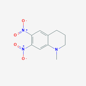 molecular formula C10H11N3O4 B14548734 Quinoline, 1,2,3,4-tetrahydro-1-methyl-6,7-dinitro- CAS No. 61862-84-8