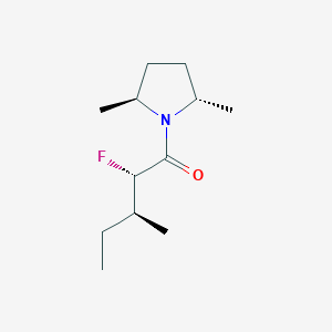 molecular formula C12H22FNO B145492 Pyrrolidine, 1-(2-fluoro-3-methyl-1-oxopentyl)-2,5-dimethyl-, [2S-[1(2R*,3R*),2alpha,5beta]]-(9CI) CAS No. 136734-71-9