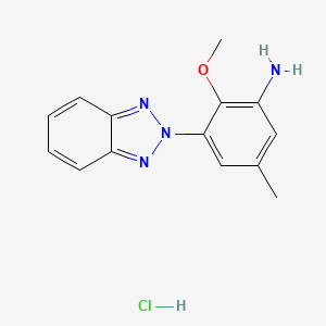 molecular formula C14H15ClN4O B1454921 [3-(2H-1,2,3-benzotriazol-2-yl)-2-methoxy-5-methylphenyl]amine hydrochloride CAS No. 1158549-80-4