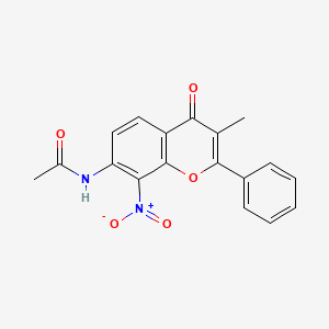 molecular formula C18H14N2O5 B14549290 N-(3-Methyl-8-nitro-4-oxo-2-phenyl-4H-1-benzopyran-7-yl)acetamide CAS No. 62100-84-9