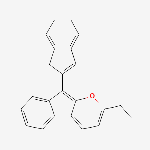 molecular formula C23H18O B14549324 Indeno[2,1-b]pyran, 2-ethyl-9-(1H-inden-2-yl)- CAS No. 62224-86-6