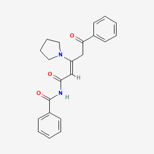molecular formula C22H22N2O3 B14549387 N-(5-Oxo-5-phenyl-3-(pyrrolidin-1-yl)pent-2-enoyl)benzamide 