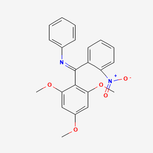 molecular formula C22H20N2O5 B14549437 Benzenamine, N-[(2-nitrophenyl)(2,4,6-trimethoxyphenyl)methylene]- CAS No. 61736-70-7