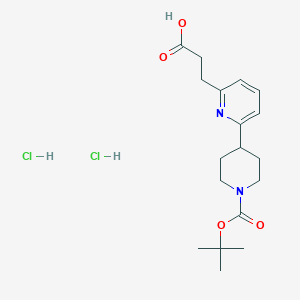 6-(2-Carboxy-ethyl)-3',4',5',6'-tetrahydro-2'H-[2,4']bipyridinyl-1'-carboxylic acid tert-butyl ester dihydrochloride
