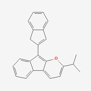 molecular formula C24H20O B14549510 Indeno[2,1-b]pyran, 9-(1H-inden-2-yl)-2-(1-methylethyl)- CAS No. 62224-87-7