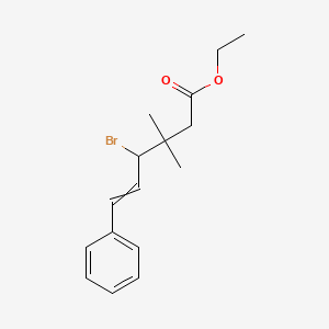 molecular formula C16H21BrO2 B14549549 Ethyl 4-bromo-3,3-dimethyl-6-phenylhex-5-enoate CAS No. 62217-54-3